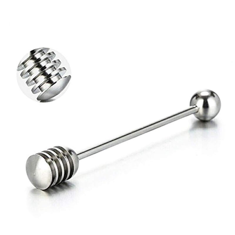 SONGZIMING Honey and Syrup Dipper Stick Server Honey Spoon 304 Stainless Steel Wand for Honey Pot Jar Containers-6.3 Inch - Image 1